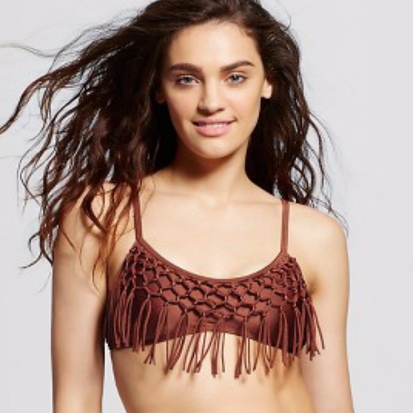 Xhilaration Other - Fringe Bralette Bikini Top - Red Copper - XS